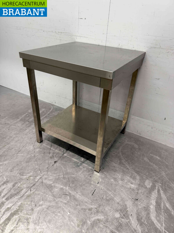 Table de travail en acier inoxydable avec étagère 70 x 70 x 83 cm Restauration – Image 3