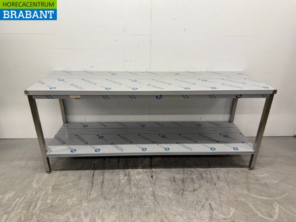 Table de travail en acier inoxydable avec étagère 220 x 70 x 90,5 cm Restauration