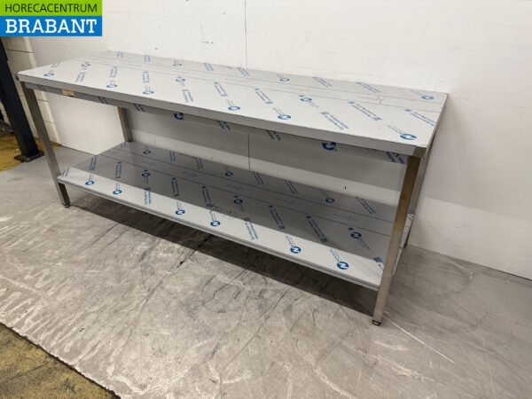Table de travail en acier inoxydable avec étagère 220 x 70 x 90,5 cm Restauration – Image 2