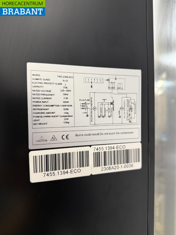 Combisteel Réfrigérateur à roulettes à double porte vitrée 758 litres 230V Horeca – Image 5