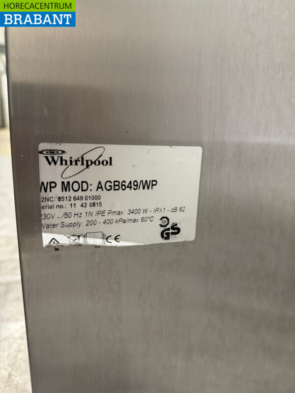 Lave-vaisselle Whirlpool en acier inoxydable avec pompe de vidange 230V Horeca – Image 6