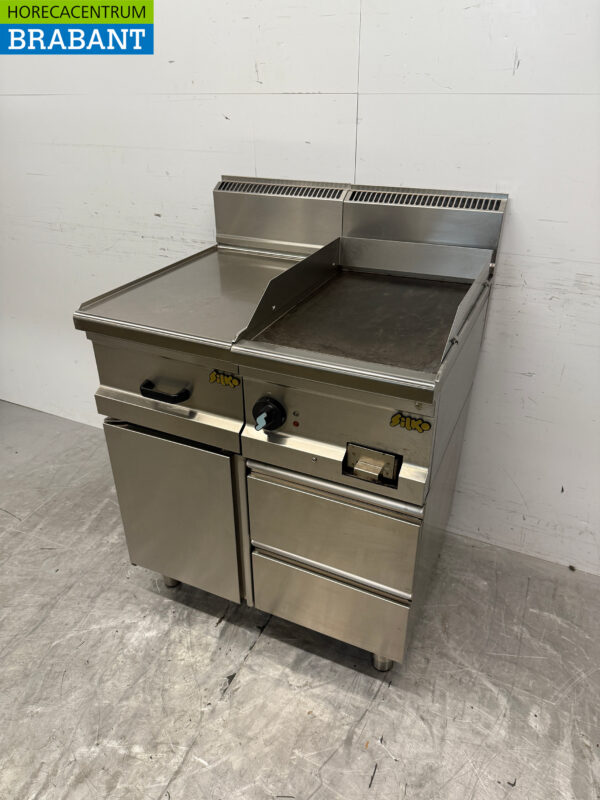 Planche à griller Silko en acier inoxydable avec plan de travail 80 cm 400V Horeca – Image 2