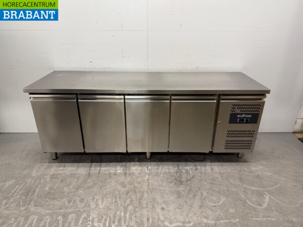 Établi réfrigéré Ecofrost en acier inoxydable 4 portes 223 cm 230V Horeca