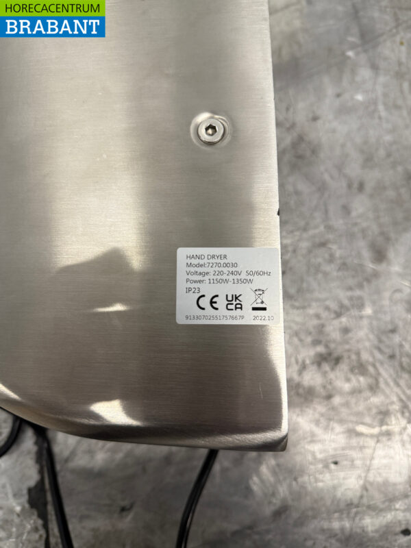 Sèche-mains automatique Combisteel en acier inoxydable Sèche-mains 1350 watts 230V Horeca – Image 4