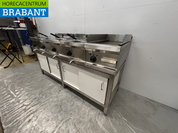 Ligne de cuisson Zanussi en acier inoxydable 2 x Double Friteuse 12 litres et Plaque de cuisson 400V Horeca – Image 3
