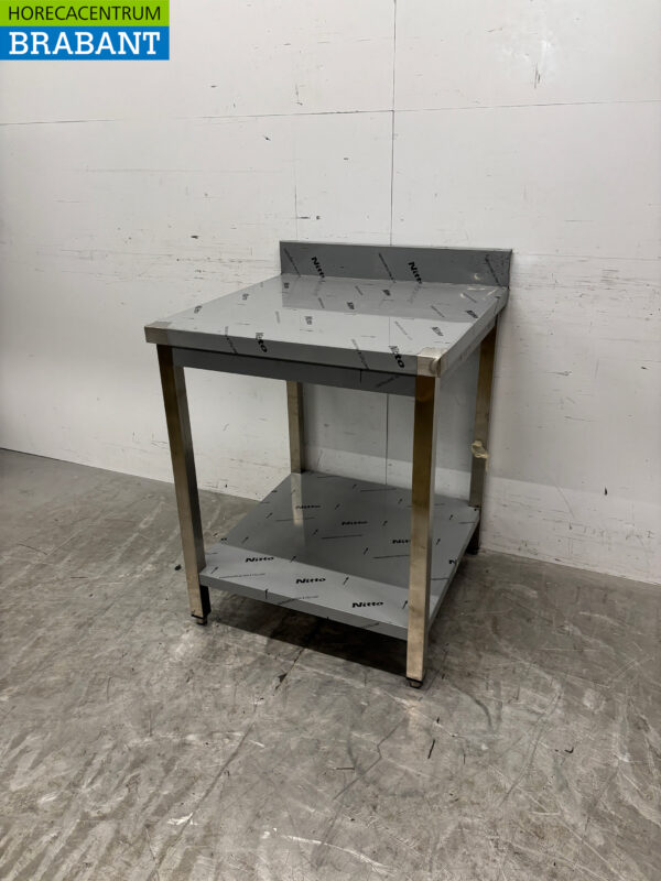 Table de travail en acier inoxydable avec étagère 70 x 70 x 86,5 cm Restauration – Image 2