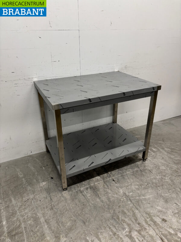Table de travail en acier inoxydable avec étagère inférieure 100 x 70 x 85,5 cm Horeca – Image 2