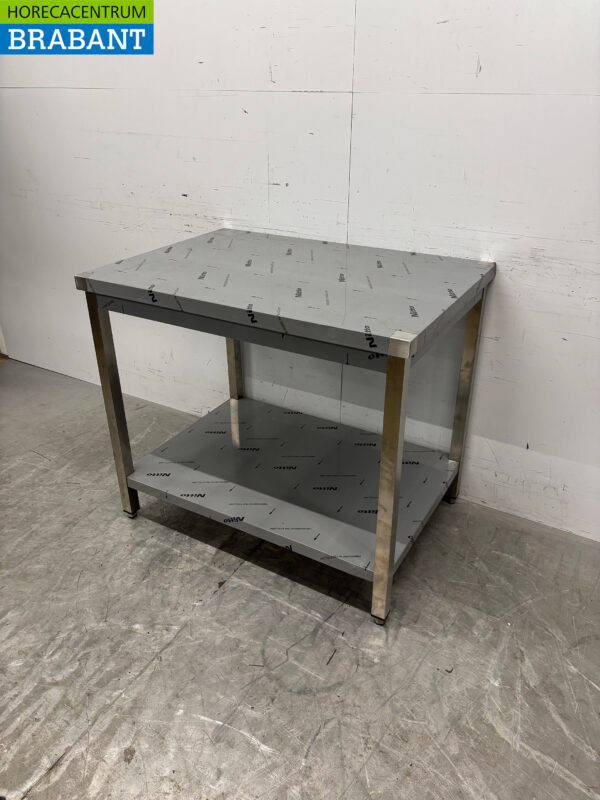 Table de travail en acier inoxydable avec étagère inférieure 100 x 70 x 85,5 cm Horeca – Image 3