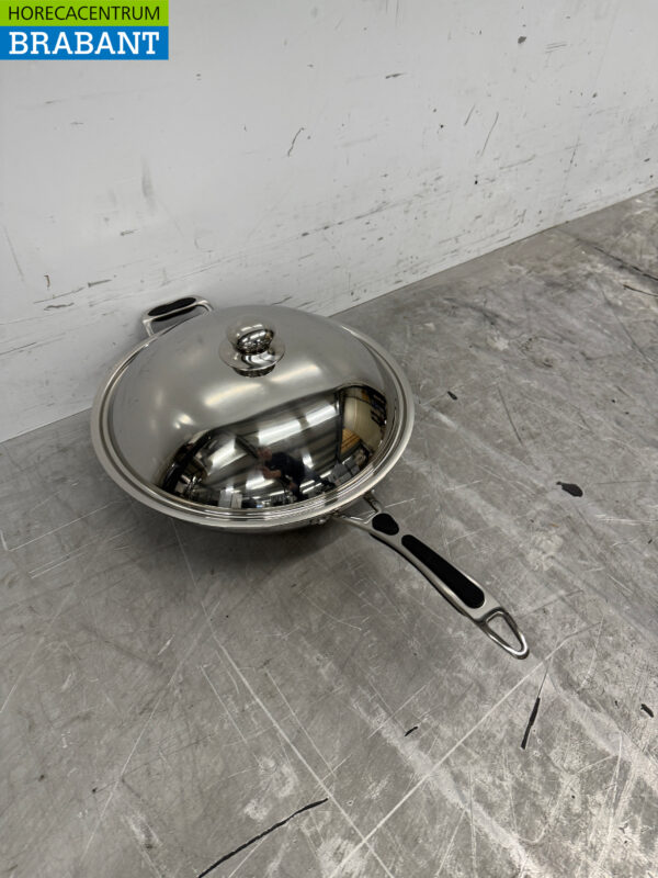 Acier inoxydable wok universel à induction poêle wok avec couvercle 36 cm Horeca – Image 3