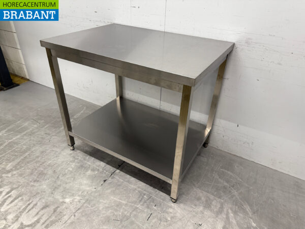 Table de travail en acier inoxydable avec étagère inférieure 100 x 70 x 88,5 cm Horeca – Image 2