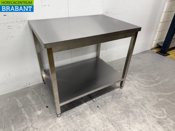Table de travail en acier inoxydable avec étagère inférieure 100 x 70 x 88,5 cm Horeca – Image 3