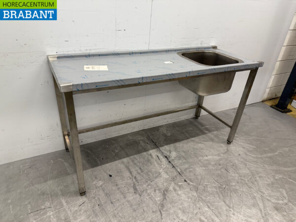 Table d'alimentation en acier inoxydable pour lave-vaisselle à poussoir 160 cm Restauration – Image 2
