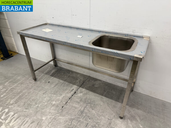 Table d'alimentation en acier inoxydable pour lave-vaisselle à poussoir 160 cm Restauration – Image 3