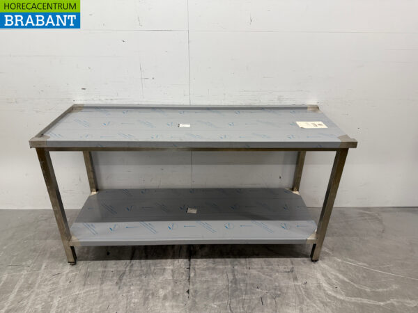Acier inoxydable Table d'égouttage pour lave-vaisselle à poussoir 160 cm Horeca