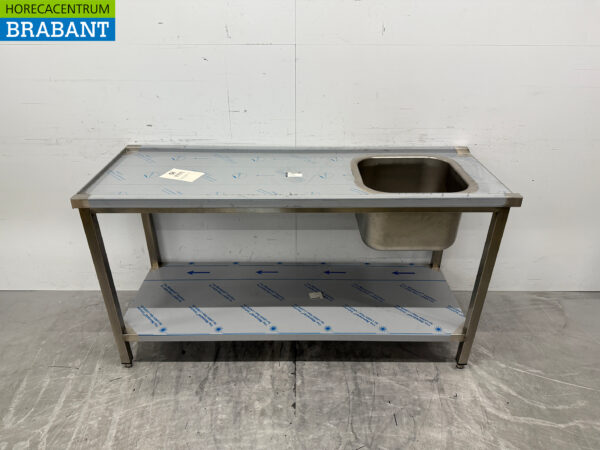 Table d'alimentation en acier inoxydable pour lave-vaisselle à poussoir 160 cm Restauration