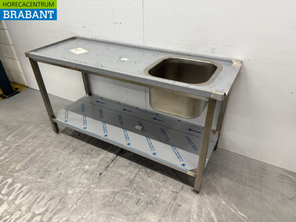Table d'alimentation en acier inoxydable pour lave-vaisselle à poussoir 160 cm Restauration – Image 2