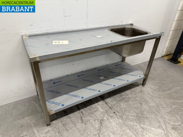 Table d'alimentation en acier inoxydable pour lave-vaisselle à poussoir 160 cm Restauration – Image 3