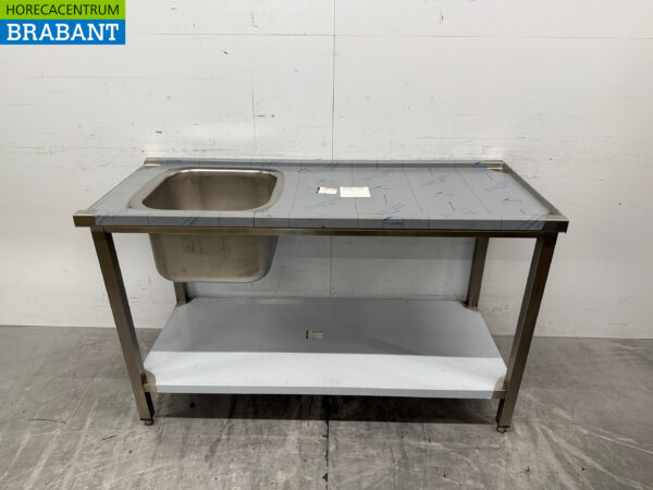 Table d'alimentation en acier inoxydable pour lave-vaisselle à poussoir 140 cm Restauration