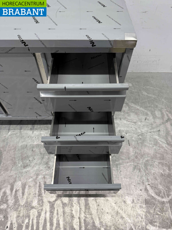 HCB inox Armoire de travail Table de travail 2 portes battantes et 3 tiroirs 120 cm Premium-line Horeca (kopie) – Image 4