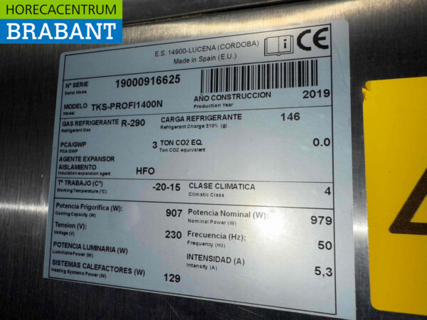 Congélateur double porte Coreco en acier inoxydable 1400 litres 230V Horeca – Image 5