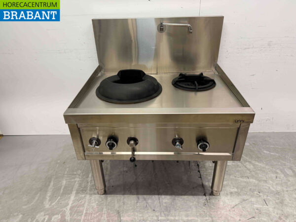 Table wok en acier inoxydable wok cooker 2 brûleurs 36,7 kW 100 cm GAZ Restauration