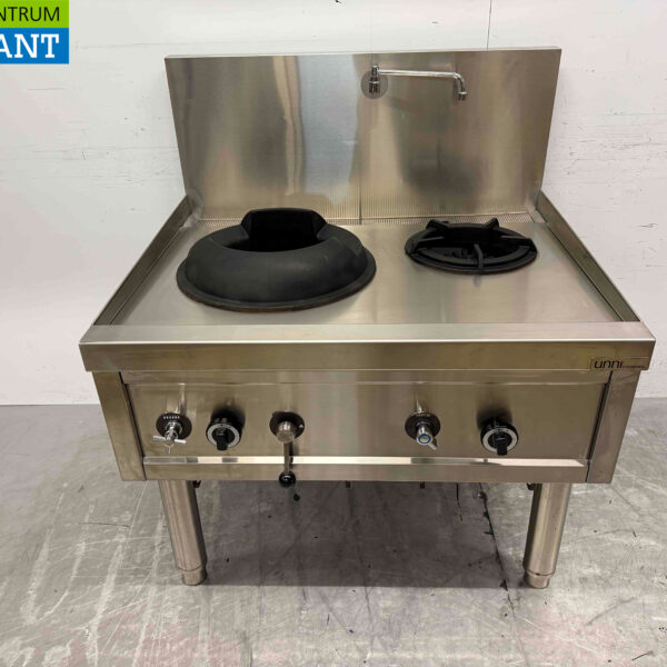 Table wok en acier inoxydable wok cooker 2 brûleurs 36,7 kW 100 cm GAZ Restauration