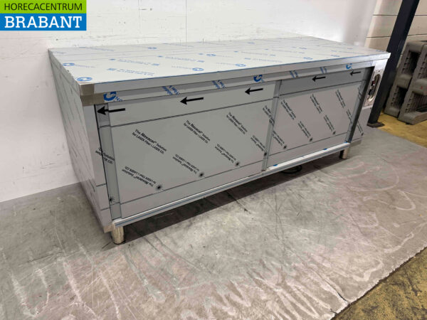 Combisteel en acier inoxydable Etagère chauffante 2 portes coulissantes 200 cm Horeca – Image 3
