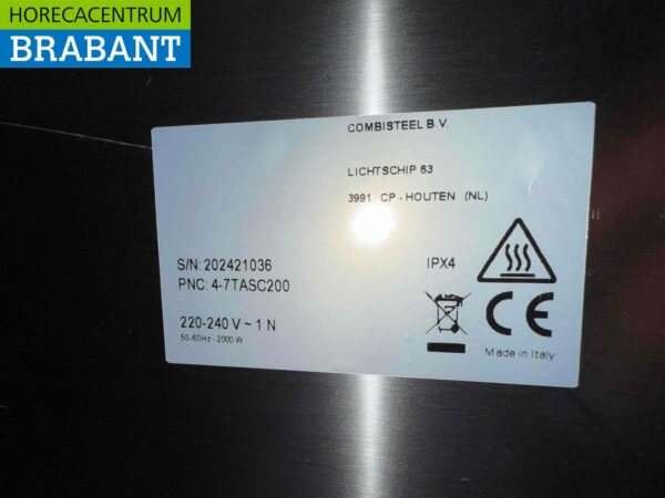 Combisteel en acier inoxydable Etagère chauffante 2 portes coulissantes 200 cm Horeca – Image 5