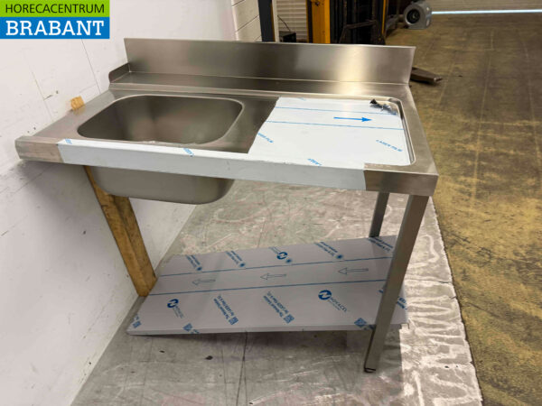 Table d'alimentation en acier inoxydable pour lave-vaisselle à passage 120 cm Horeca