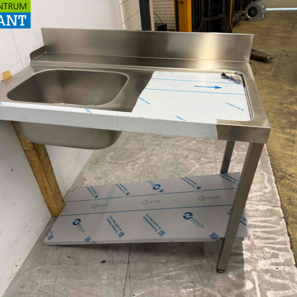 Table d'alimentation en acier inoxydable pour lave-vaisselle à passage 120 cm Horeca