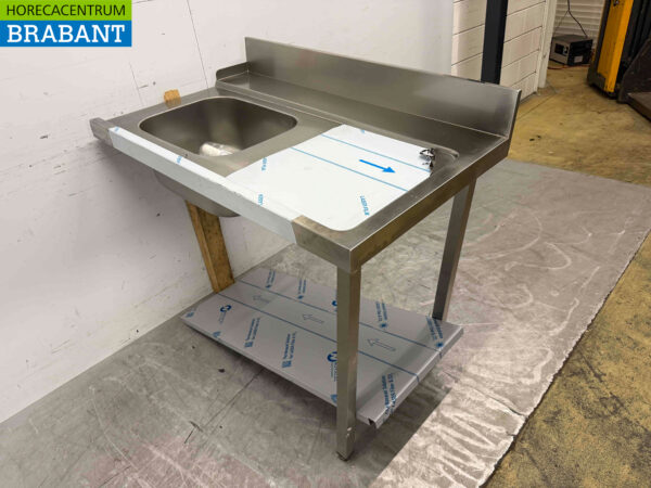 Table d'alimentation en acier inoxydable pour lave-vaisselle à passage 120 cm Horeca – Image 2