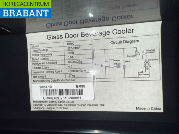 Combisteel Backbar Bar Cooler Porte pliante en verre 90 litres 47 cm 230V Horeca – Image 5