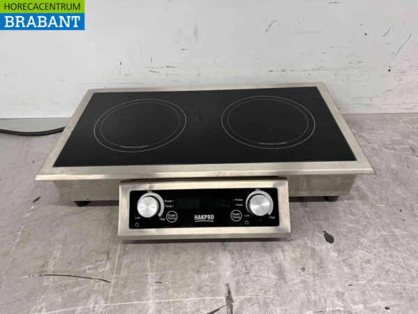 Plaque de cuisson à induction encastrable en acier inoxydable avec 2 brûleurs 7 kW 400V Horeca