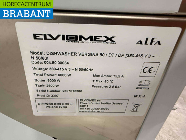 Lave-vaisselle Alfa Vergina 50 en acier inoxydable avec pompe de vidange 400V Horeca – Image 6