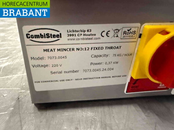 Hachoir Combisteel en acier inoxydable 75 kg par heure 230V Horeca – Image 5