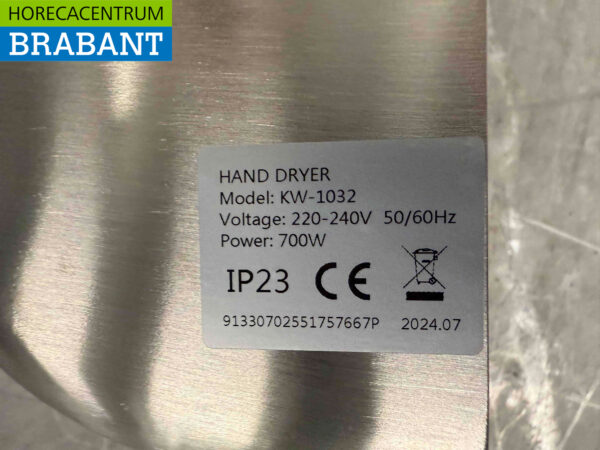 Sèche-mains automatique Combisteel en acier inoxydable Sèche-mains 700 watts 230V Horeca – Image 4