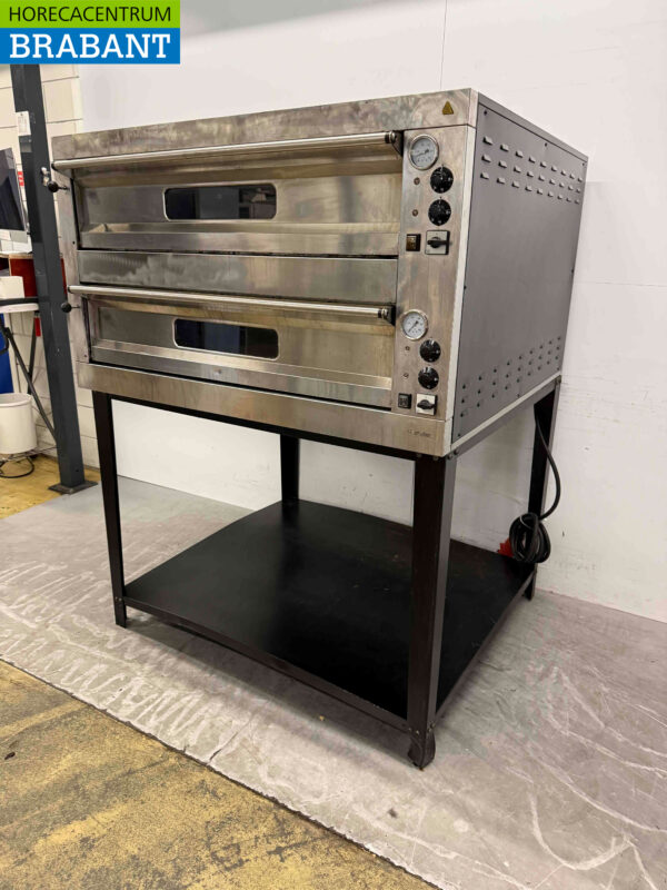 Four à pizza double en acier inoxydable 2 x 9 pizzas 35 cm de diamètre 400V Horeca – Image 2