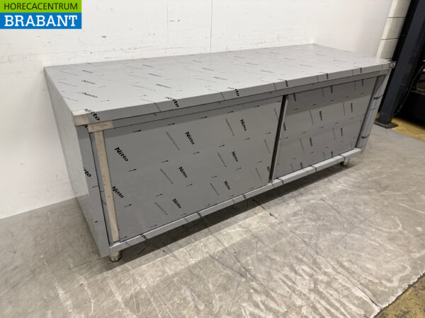 Armoire de travail HCB en acier inoxydable Premium-Line 2 portes coulissantes 200 cm Restauration – Image 3