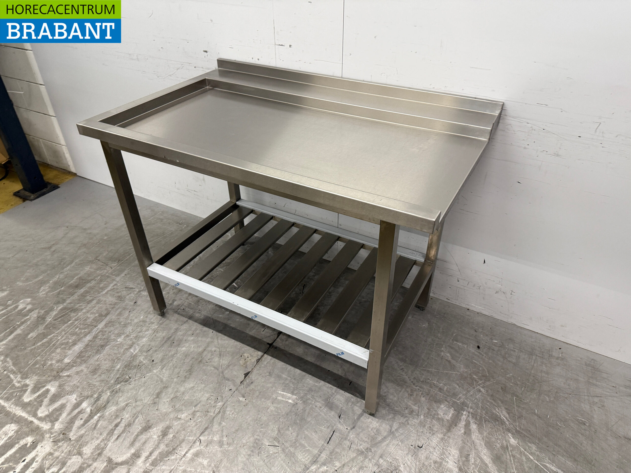 Acier inoxydable Table d'égouttage pour lave-vaisselle à poussoir 120 cm Horeca – Image 2