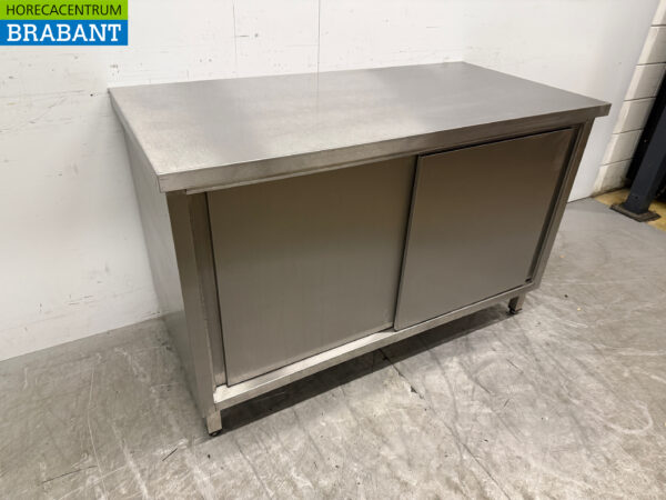 Armoire de travail en acier inoxydable 2 portes coulissantes 120 cm Restauration – Image 3