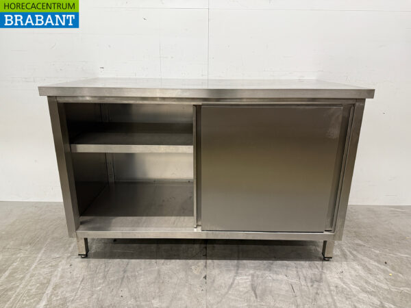 Armoire de travail en acier inoxydable 2 portes coulissantes 120 cm Restauration – Image 4