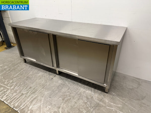 Armoire de travail en acier inoxydable 4 portes coulissantes 200 cm Restauration – Image 2