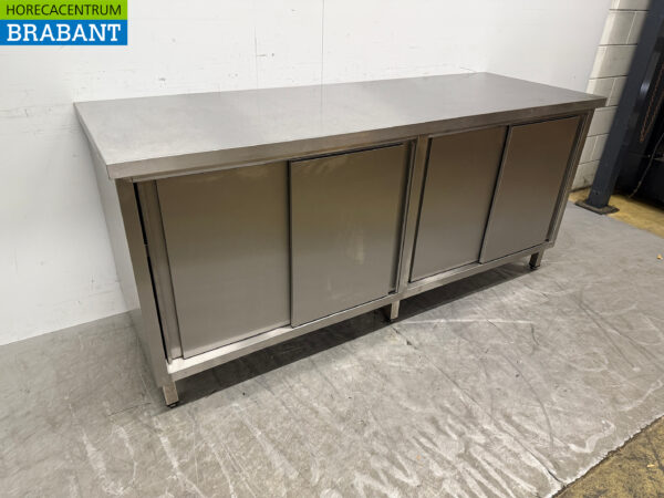 Armoire de travail en acier inoxydable 4 portes coulissantes 200 cm Restauration – Image 3