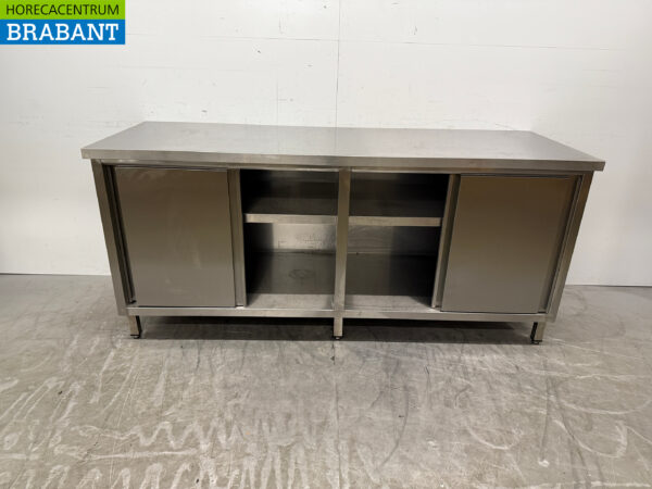 Armoire de travail en acier inoxydable 4 portes coulissantes 200 cm Restauration – Image 4