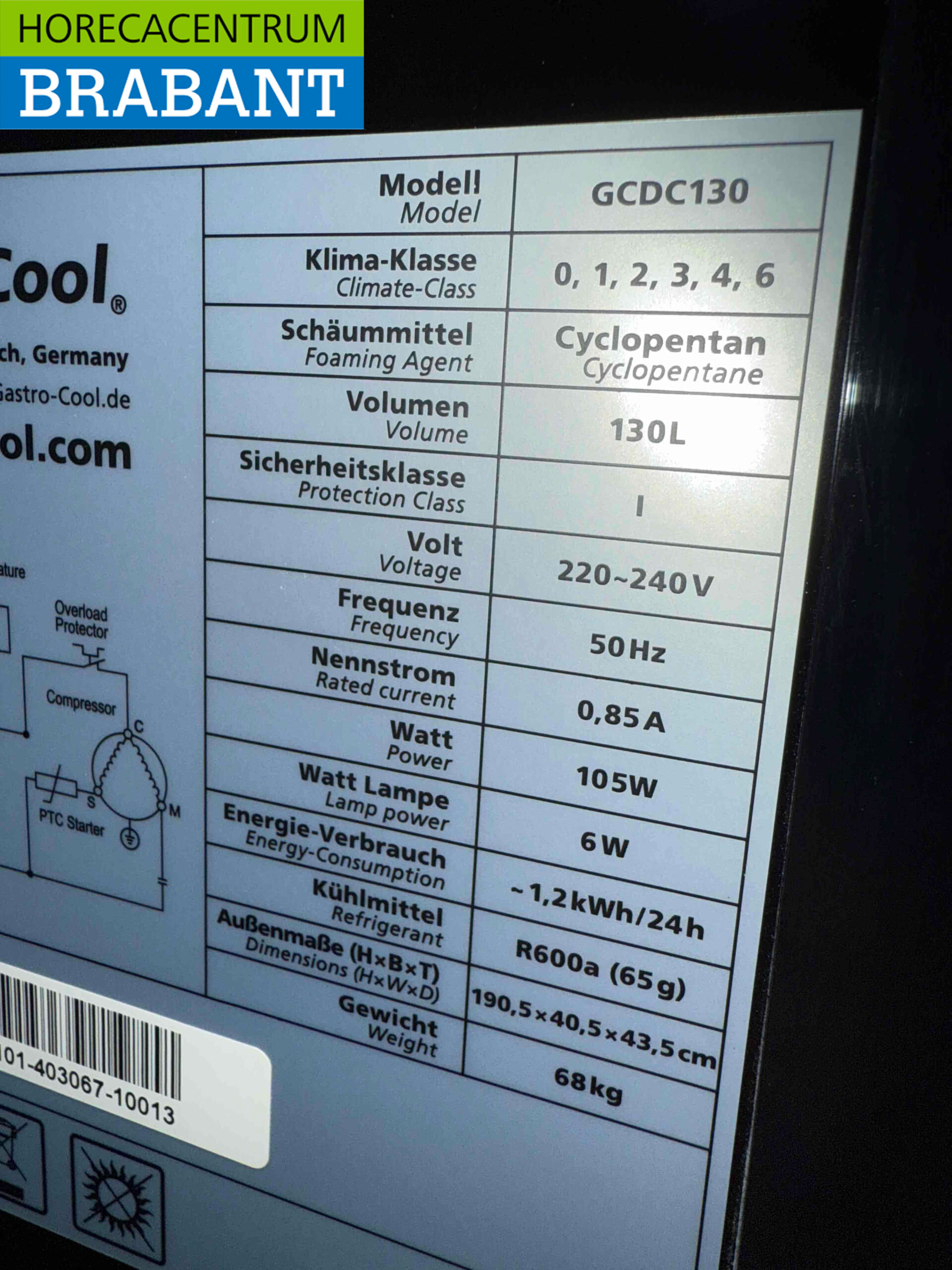 Gastro-Cool Réfrigérateur à porte vitrée Réfrigérateur à boissons 155 litres 230V Horeca – Image 5