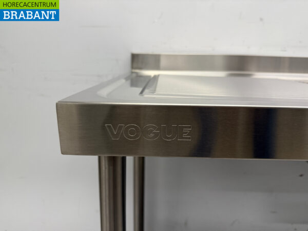 Table de rinçage Vogue en acier inoxydable Double évier 210 cm Restauration – Image 5