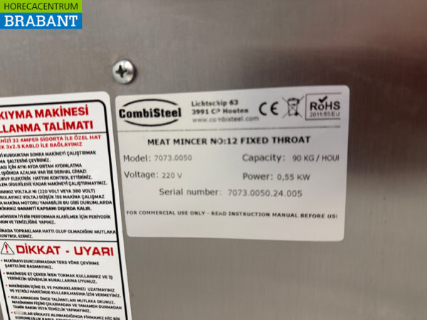 Hachoir Combisteel en acier inoxydable 90 kg/h 230V Horeca – Image 5