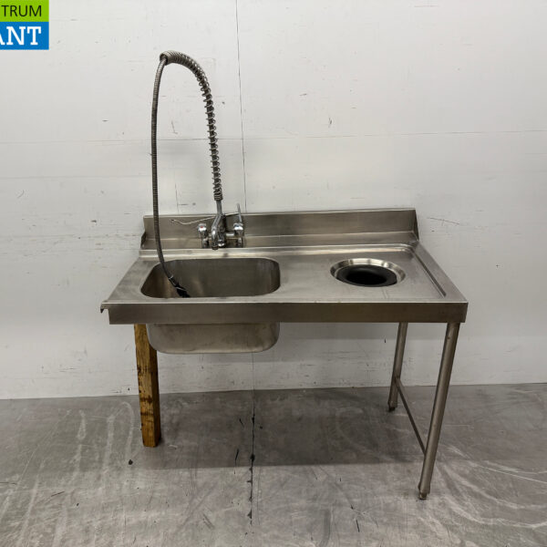 Évier de table d'alimentation en acier inoxydable avec robinet et orifice de vidange 120 cm Restauration