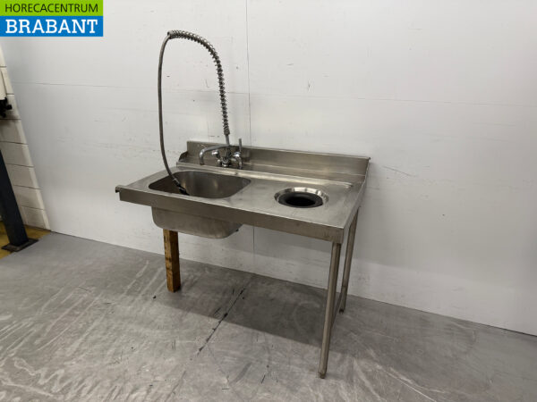 Évier de table d'alimentation en acier inoxydable avec robinet et orifice de vidange 120 cm Restauration – Image 2