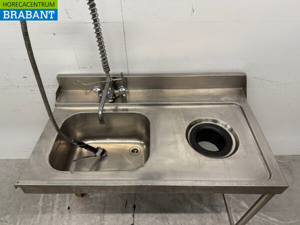 Évier de table d'alimentation en acier inoxydable avec robinet et orifice de vidange 120 cm Restauration – Image 4